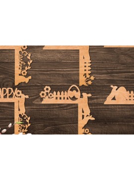 Σετ των 3 Intra απο ξύλο plywood 3mm-4mm πάχος - Πασχαλινές γωνίες πόρτας  με λέιζερ Δίασταση 10x8 cm INTRAFABR-90583859