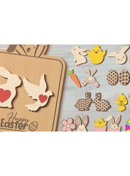 Σετ των 3 Intra απο ξύλο plywood 3mm-4mm πάχος - Πασχαλινά Σκουλαρίκια Πακέτο | Ανοιξιάτικο σχέδιο Δίασταση 3x3 cm INTRAFABR-117482747