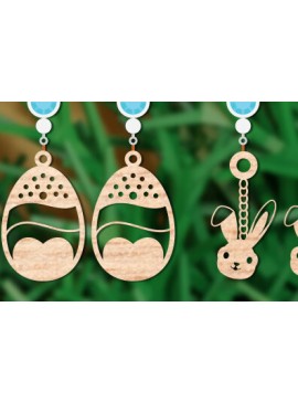 Σετ των 3 Intra απο ξύλο plywood 3mm-4mm πάχος - Πασχαλινά σκουλαρίκια Laser Cut  Δίασταση 3x3 cm INTRAFABR-62957042