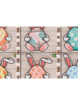 Σετ των 2 Intra απο ξύλο plywood 3mm-4mm πάχος - Πασχαλινό Αυγό 3d  Laser Crafting BNDLE Δίασταση 20x25 cm INTRAFABR-92632121