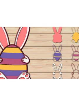 Σετ των 2 Intra απο ξύλο plywood 3mm-4mm πάχος - Πασχαλινό αυγό 3D  Χαρτί κοπής Πολυστρωματικό Δίασταση 15x15 cm INTRAFABR-65484733