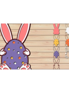 Σετ των 2 Intra απο ξύλο plywood 3mm-4mm πάχος - Πασχαλινό αυγό 3D  Χαρτί κοπής Πολυστρωματικό Δίασταση 15x15 cm INTRAFABR-65485061