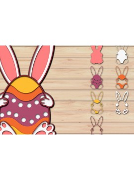 Σετ των 2 Intra απο ξύλο plywood 3mm-4mm πάχος - Πασχαλινό αυγό 3D  Χαρτί κοπής Πολυστρωματικό Δίασταση 15x15 cm INTRAFABR-65485236