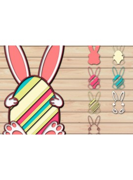 Σετ των 2 Intra απο ξύλο plywood 3mm-4mm πάχος - Πασχαλινό αυγό 3D  Χαρτί κοπής Πολυστρωματικό Δίασταση 15x15 cm INTRAFABR-65485620