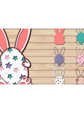 Σετ των 2 Intra απο ξύλο plywood 3mm-4mm πάχος - Πασχαλινό αυγό 3D  Χαρτί κοπής Πολυστρωματικό Δίασταση 15x15 cm INTRAFABR-65486459