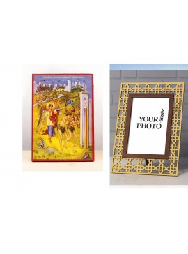 Εικόνα Ορθοδοξίας Πολυτελείας  με  σχεδιο Σταυρούς μαζι με  Βάση σε  8 χρώματα με περίγραμμα χρυσό σε ξύλο Plywood (Πλακάζ)   με  βάση Εκδίωξη του Αδάμ και της Εύας από τον Κήπο της Εδέμ, Ξύλινη Χειροποίητη Εικόνα Ελληνικού Premium Βυζαντινού Στυλ τοίχου 