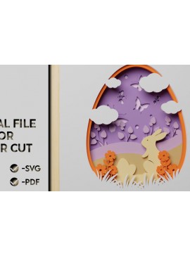 Σετ των 2 Intra απο ξύλο plywood 3mm-4mm πάχος - Πασχαλινό αυγό 3D  Χαρτί κοπής Πολυστρωματικό Δίασταση 15x15 cm INTRAFABR-66196461