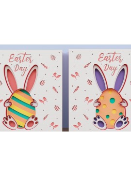 Σετ των 2 Intra απο ξύλο plywood 3mm-4mm πάχος - Πασχαλινό αυγό 3D  Χαρτί κοπής Πολυστρωματικό Δίασταση 15x15 cm INTRAFABR-66503703