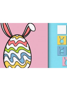 Σετ των 2 Intra απο ξύλο plywood 3mm-4mm πάχος - Πασχαλινό αυγό 3D  Χαρτί κοπής Πολυστρωματικό Δίασταση 15x15 cm INTRAFABR-60244696