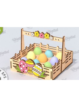 Σετ των 2 Intra απο ξύλο plywood 3mm-4mm πάχος - Πασχαλινό καλάθι με λέιζερ κοπή. Αυγοθήκη Δίασταση 15x15 cm INTRAFABR-116608873