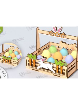 Σετ των 2 Intra απο ξύλο plywood 3mm-4mm πάχος - Πασχαλινό καλάθι με λέιζερ κοπή. Αυγοθήκη Δίασταση 15x15 cm INTRAFABR-116609071