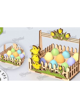 Σετ των 3 Intra απο ξύλο plywood 3mm-4mm πάχος - Πασχαλινό καλάθι με λέιζερ κοπή. Αυγοθήκη Δίασταση 15x15 cm INTRAFABR-116608345