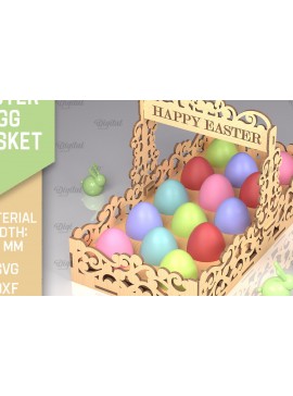 Σετ των 2 Intra απο ξύλο plywood 3mm-4mm πάχος - Λέιζερ Πασχαλινό Καλάθι Αυγών. Αυγοθήκη  Δίασταση 15x15 cm INTRAFABR-90265318