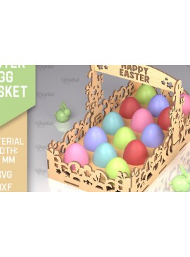 Σετ των 2 Intra απο ξύλο plywood 3mm-4mm πάχος - Λέιζερ Πασχαλινό Καλάθι Αυγών. Αυγοθήκη  Δίασταση 15x15 cm INTRAFABR-90265431