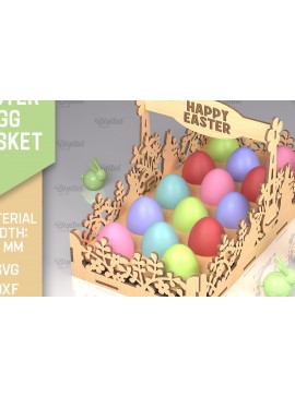 Σετ των 2 Intra απο ξύλο plywood 3mm-4mm πάχος - Λέιζερ Πασχαλινό Καλάθι Αυγών. Αυγοθήκη  Δίασταση 15x15 cm INTRAFABR-90265481