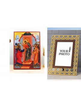 Σετ 2 τεμαχίων – Εικόνα Ορθοδοξίας Πολυτελείας  με  σχεδιο Σταυρούς μαζι με  Βάση σε  8 χρώματα με περίγραμμα χρυσό σε ξύλο Plywood (Πλακάζ)   με  βάση The Incredulity of Saint Thomas, Ξύλινη Χειροποίητη Εικόνα Ελληνικού Premium Βυζαντινού Στυλ Κρεμασμένο