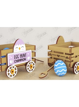 Σετ των 3 Intra απο ξύλο plywood 3mm-4mm πάχος - Πασχαλινό καρότσι με αυγά | Πασχαλινή Αυγοθήκη |CNC Δίασταση 15x15 cm INTRAFABR-117791014