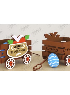 Σετ των 2 Intra απο ξύλο plywood 3mm-4mm πάχος - Πασχαλινό καρότσι με αυγά | Πασχαλινή Αυγοθήκη |CNC Δίασταση 15x15 cm INTRAFABR-117791018