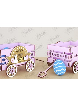 Σετ των 3 Intra απο ξύλο plywood 3mm-4mm πάχος - Πασχαλινό καρότσι με αυγά | Πασχαλινή Αυγοθήκη |CNC Δίασταση 15x15 cm INTRAFABR-118204759