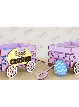 Σετ των 2 Intra απο ξύλο plywood 3mm-4mm πάχος - Πασχαλινό καρότσι με αυγά | Πασχαλινή Αυγοθήκη |CNC Δίασταση 15x15 cm INTRAFABR-118204763