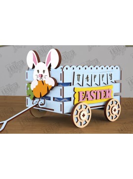 Σετ των 2 Intra απο ξύλο plywood 3mm-4mm πάχος - Πασχαλινό καρότσι με αυγά | Πασχαλινή Αυγοθήκη |CNC Δίασταση 15x15 cm INTRAFABR-117720385