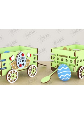 Σετ των 2 Intra απο ξύλο plywood 3mm-4mm πάχος - Πασχαλινό καρότσι με αυγά | Πασχαλινή Αυγοθήκη |CNC Δίασταση 15x15 cm INTRAFABR-118204771