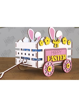 Σετ των 2 Intra απο ξύλο plywood 3mm-4mm πάχος - Πασχαλινό καρότσι με αυγά | Πασχαλινή Αυγοθήκη |CNC Δίασταση 15x15 cm INTRAFABR-117720387