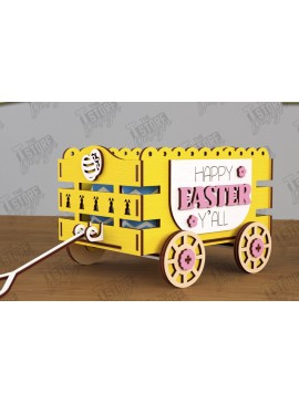 Σετ των 2 Intra απο ξύλο plywood 3mm-4mm πάχος - Πασχαλινό καρότσι με αυγά | Πασχαλινή Αυγοθήκη |CNC Δίασταση 15x15 cm INTRAFABR-117720392