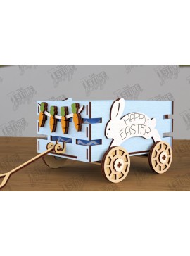 Σετ των 2 Intra απο ξύλο plywood 3mm-4mm πάχος - Πασχαλινό καρότσι με αυγά | Πασχαλινή Αυγοθήκη |CNC Δίασταση 15x15 cm INTRAFABR-117720395