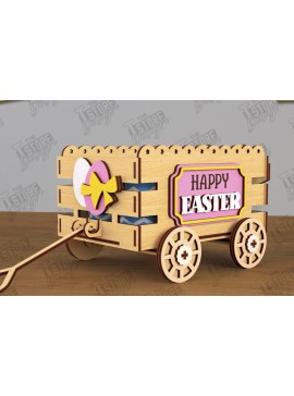 Σετ των 2 Intra απο ξύλο plywood 3mm-4mm πάχος - Πασχαλινό καρότσι με αυγά | Πασχαλινή Αυγοθήκη |CNC Δίασταση 15x15 cm INTRAFABR-117720408