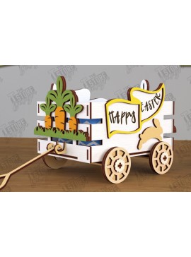 Σετ των 2 Intra απο ξύλο plywood 3mm-4mm πάχος - Πασχαλινό καρότσι με αυγά | Πασχαλινή Αυγοθήκη |CNC Δίασταση 15x15 cm INTRAFABR-117720412