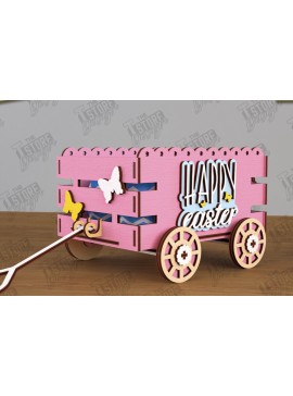 Σετ των 2 Intra απο ξύλο plywood 3mm-4mm πάχος - Πασχαλινό καρότσι με αυγά | Πασχαλινή Αυγοθήκη |CNC Δίασταση 15x15 cm INTRAFABR-117720383