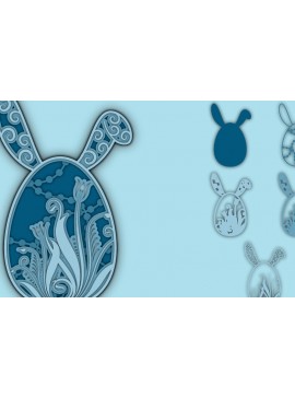 Σετ των 2 Intra απο ξύλο plywood 3mm-4mm πάχος - Πασχαλινό αυγό λουλουδάτο σχέδιο  Χαρτί κοπής Δίασταση 15x15 cm INTRAFABR-60428004