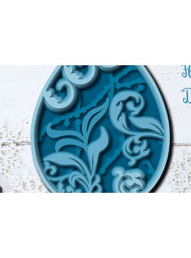 Σετ των 2 Intra απο ξύλο plywood 3mm-4mm πάχος - Πασχαλινό αυγό λουλουδάτο πολυστρωματικό κόψιμο με λέιζερ Δίασταση 15x15 cm INTRAFABR-27136005