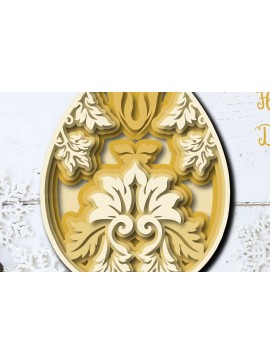 Σετ των 2 Intra απο ξύλο plywood 3mm-4mm πάχος - Πασχαλινό αυγό Floral Multilayer  Cut Δίασταση 15x15 cm INTRAFABR-27102939