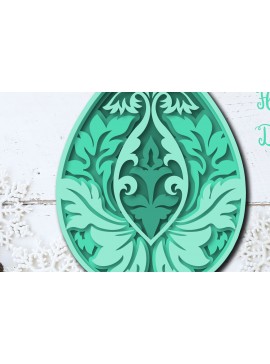 Σετ των 2 Intra απο ξύλο plywood 3mm-4mm πάχος - Πασχαλινό αυγό Floral Multilayer  Δίασταση 15x15 cm INTRAFABR-27080638