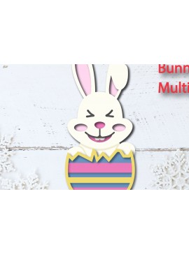 Σετ των 2 Intra απο ξύλο plywood 3mm-4mm πάχος - Πασχαλινό αυγό Funny Bunny Πολυστρωματική κοπή Δίασταση 15x15 cm INTRAFABR-26386188