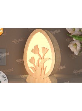 Σετ των 2 Intra απο ξύλο plywood 3mm-4mm πάχος - Πασχαλινό Φωτιστικό Αυγού LaserCut. Led Nightlight Δίασταση 15x15 cm INTRAFABR-115822882