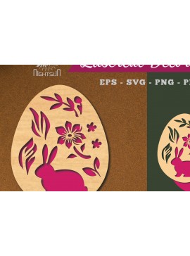 Σετ των 2 Intra απο ξύλο plywood 3mm-4mm πάχος - Διακόσμηση πασχαλινών αυγών κοπής με λέιζερ 1 Δίασταση 20x20 cm INTRAFABR-114792294