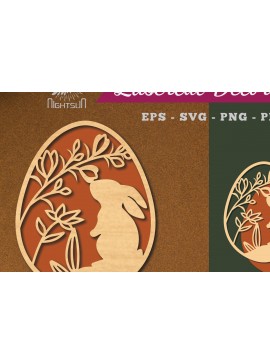 Σετ των 2 Intra απο ξύλο plywood 3mm-4mm πάχος - Διακόσμηση με  πασχαλινό αυγό 4 Δίασταση 20x20 cm INTRAFABR-114792400