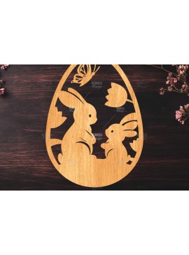 Σετ των 2 Intra απο ξύλο plywood 3mm-4mm πάχος -  κοπής με λέιζερ πασχαλινό αυγό Δίασταση 15x15 cm INTRAFABR-116667938