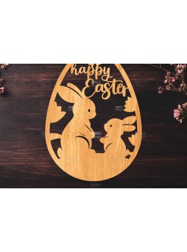 Σετ των 2 Intra απο ξύλο plywood 3mm-4mm πάχος -  κοπής με λέιζερ πασχαλινό αυγό Δίασταση 15x15 cm INTRAFABR-116668146