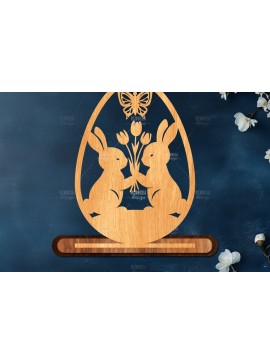 Σετ των 2 Intra απο ξύλο plywood 3mm-4mm πάχος - Στάση κοπής πασχαλινών αυγών με λέιζερ  Δίασταση 15x15 cm INTRAFABR-116905184