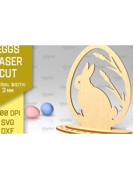 Σετ των 2 Intra απο ξύλο plywood 3mm-4mm πάχος - Πασχαλινό αυγό με λέιζερ. 3D Πασχαλινή διακόσμηση  Δίασταση 15x15 cm INTRAFABR-88589409