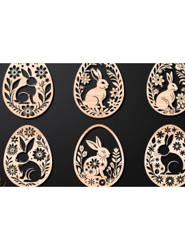 Σετ των 3 Intra απο ξύλο plywood 3mm-4mm πάχος - Πασχαλινό Αυγό LaserCut   Δίασταση 4x4 cm INTRAFABR-112390740