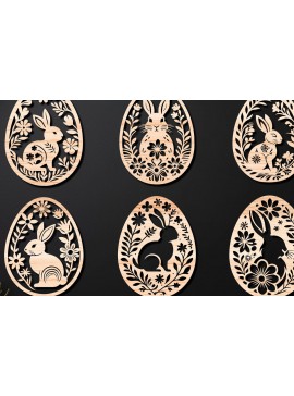 Σετ των 3 Intra απο ξύλο plywood 3mm-4mm πάχος - Πασχαλινό Αυγό LaserCut   Δίασταση 4x4 cm INTRAFABR-112390754