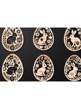 Σετ των 3 Intra απο ξύλο plywood 3mm-4mm πάχος - Πασχαλινό Αυγό LaserCut   Δίασταση 4x4 cm INTRAFABR-112390761
