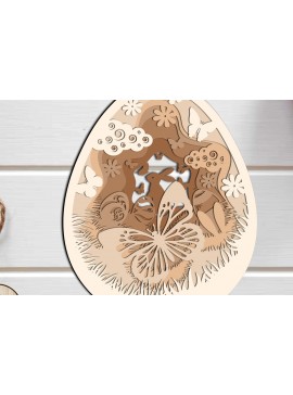 Σετ των 3 Intra απο ξύλο plywood 3mm-4mm πάχος - Πασχαλινό αυγό πολυστρωματικό στολίδι, πρότυπο Δίασταση 2x7 cm INTRAFABR-87406869