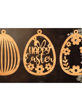 Σετ των 3 Intra απο ξύλο plywood 3mm-4mm πάχος -  κοπής με λέιζερ στολίδι Πασχαλινό αυγό Δίασταση 6x6 cm INTRAFABR-116738975