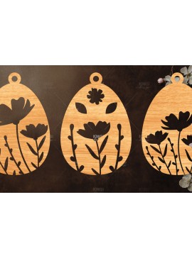 Σετ των 3 Intra απο ξύλο plywood 3mm-4mm πάχος -  κοπής με λέιζερ στολίδι Πασχαλινό αυγό Δίασταση 6x6 cm INTRAFABR-116739054